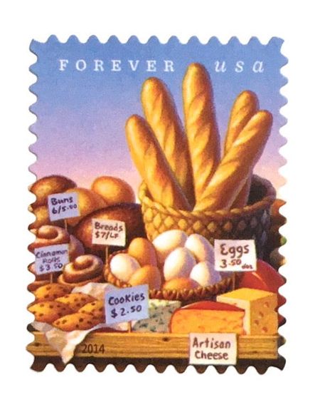 100 Bakery Forever Stamps Pastry Baked Goods Eggs Artisan Cheese Dessert Pastry Forever Stamps for Mailing